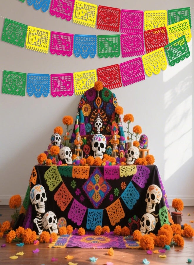 OHOME ديكورات OHOME Dia De Los Muertos - تيارات لافتة Papel Picado | يوم الموتى كاترينا أوفريندا خلفية العلم الفقرة فييستا لوازم زينة الحفلات للمذبح المكسيكي دي مورتوس داخلي وخارجي - Image 4